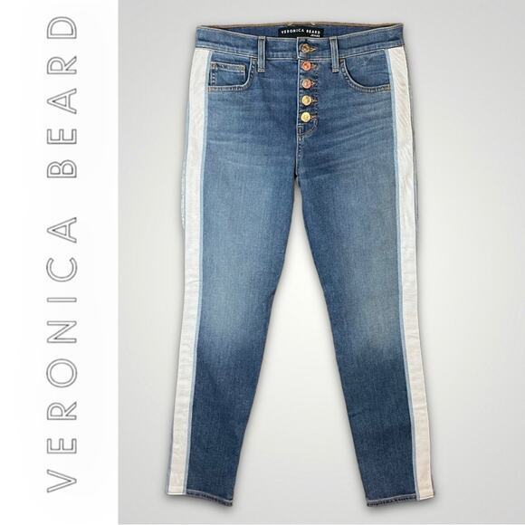 VERONICA BEARD DEBBIE SKINNY HIGH RISE BUTTON FLY BLUE CUT #305 - 28 / 6 - Picture 1 of 8